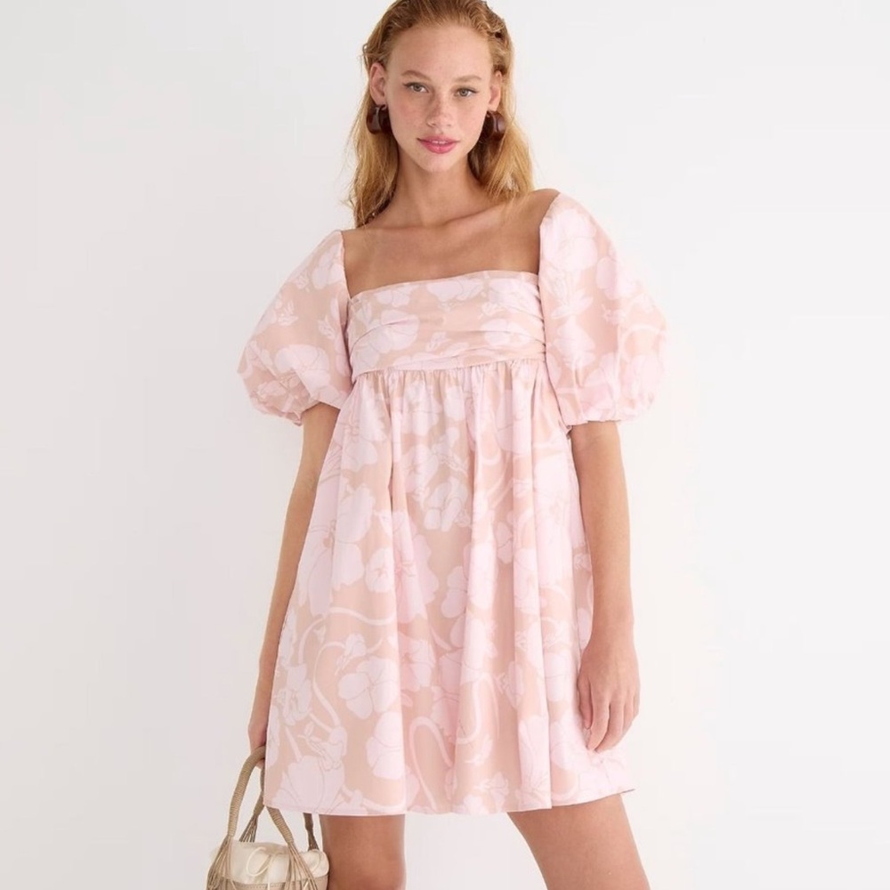 Pink Floral Puff Sleeve Dress